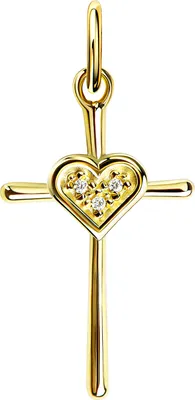 Produktbild von Kreuzanhänger 333 Gold 8 Karat mit Herz + Zikonia Steine - Damenschmuck