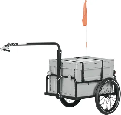 Produktbild von Fahrradanhänger – Transportanhänger – Zum Transport von Einkäufen – Abnehmbare Aufbewahrungsbox – 65 Liter – Grau