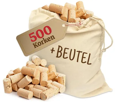 Immagine prodotto di 500 sacchetti di cotone nuovi, realizzati con tappi di sughero – tappi di bottiglia riutilizzati come tappi per vino