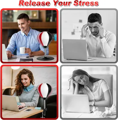 Produktbild von Desktopbokszak - Superstarker Boxsack mit Saugkraft, Geschwindigkeitsball Stressbuster mit Saugnapf und Tischklemme für Schreibtisch und Theke - tolles Geschenk für Freunde oder Kollegen