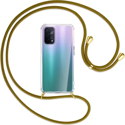 Produktbild von Handykette Backcover-Schutzhülle mit Band (Metall goldfarben) für Oppo A54 5G / A74 5G (CPH2197) - khaki
