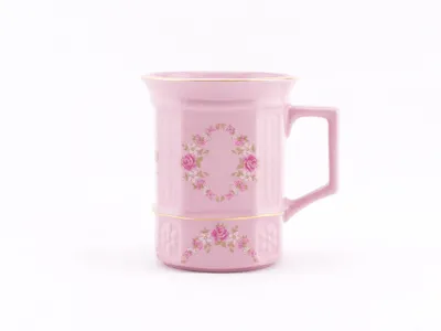 Produktbild von Becher quadratisch 0,25, rosa Porzellan, Blumen, Leander