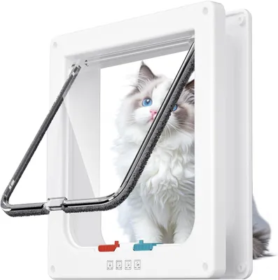 Produktbild von Katzenklappe für Innentüren, 4-Wege-Verschluss, ABS Kunststoff, für Katzen und Hunde