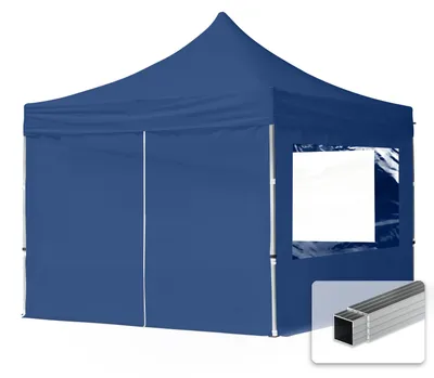 Immagine prodotto di TOOLPORT 3x3m gazebo pieghevole con laterali (finestre panoramiche), ECONOMY alluminio, blu scuro