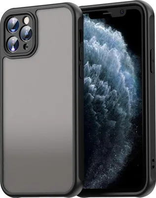 Image de Coque pour iPhone 11 Pro Max, dos mat translucide avec protection de l'appareil photo, coque de protection antichoc Noir