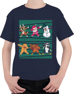 Produktbild von Dabbing Rentier Santa Schneemann - Weihnachten Weihnachtsgeschenk Christmas Uni Kinder T-Shirt, Navy, 116