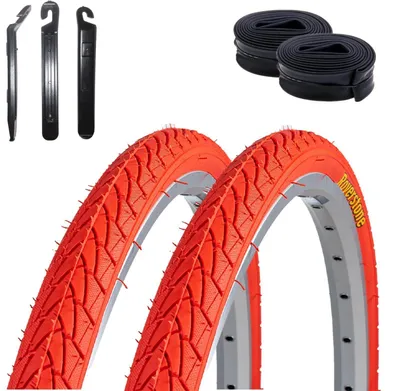 Produktbild von 2 x Roverstone Fahrradreifen 28 x 1,40 (37-622) Rot + 2 Schläuche AV inkl. Reifenheber