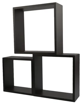 Image de Omgoods - Ensemble de 3 étagères murales en bois, couleur noire