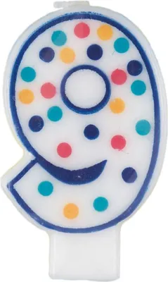 Produktbild von bunte Zahlenkerze 9 mit Pünktchen
