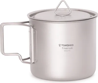 Produktbild von TOMSHOO Ultraleichter Titanbecher im Freien Tragbarer Camping-Picknick-Wasserbecher mit faltbarem Griff 300 ml / 350 ml / 420 ml / 450 ml / 550 ml / 650 ml / 750 ml