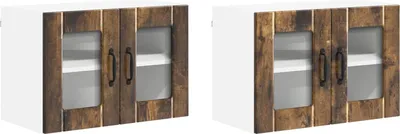 Produktbild von vidaXL Wandglas-Schrank LUCCA 2 stk. Geräucherte Eiche Holzwerkstoff