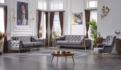 Immagine prodotto di Chesterfield Sofas Komplett 3+3+1 Sitzer Chesterfield Luxus Wohnzimmer