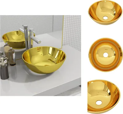 Produktbild von vidaXL Waschbecken 28 x 10 cm Keramik Golden -  Badezimmer-Waschbecken