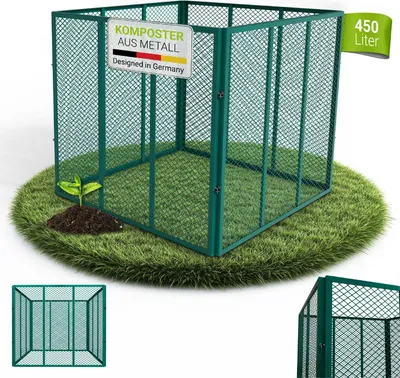 Produktbild von Juskys Metall Komposter 450 L, stabil, wetterfest & kompaktes Stecksystem – Dunkelgrün