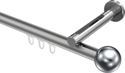 Produktbild von Interdeco Innenlaufstange / Gardinenstange mit Innenlauf Silbergrau / Chrom, Typ Siteno Luino (Kugel), 20 mm Ø 1-läufig, 320 cm