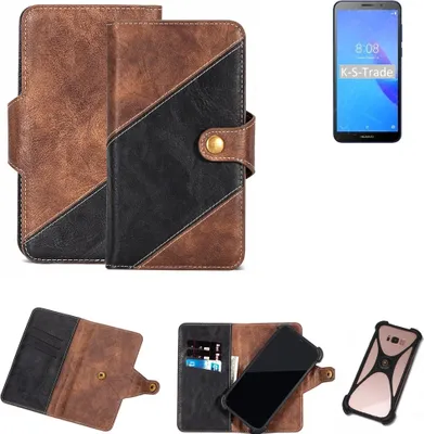 Produktbild von K-S-Trade Handy Hülle Schutz Hülle Schutzhülle Bookstyle Case kompatibel mit Huawei Y5 Lite 2018 Handy Cover Hülle Schutztasche 1x