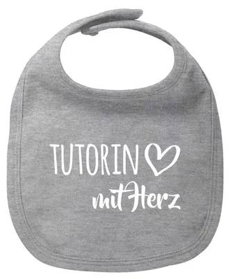Produktbild von Huuraa Baby Lätzchen Tutorin mit Herz Heather Grey Klettverschluss  Baumwolle Latz Geschenkidee