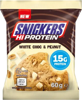 A product package for Snickers HiProtein cookie.