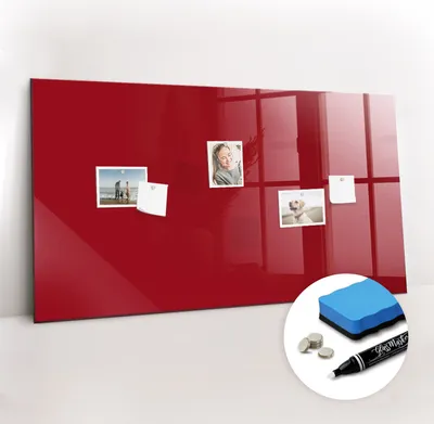 Produktbild von Magnetpinnwand Memoboard - Zubehörsatz - Weißer Marker + Schwamm + Magnete - 120 x 60 cm - rote Farbe