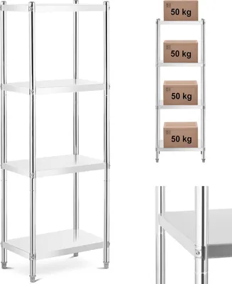 Zdjęcie produktu dla Regał Metalowy Magazynowy Gastronomiczny Do 200 Kg 60 X 40 X 180 Cm