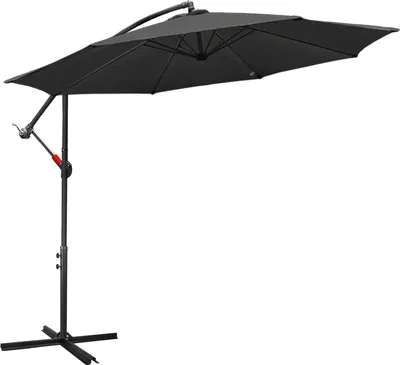 Produktbild von Sonnenschirm Ø3m inkl. Gartenschirm 360° drehbar Terrassenschirm Ampelschirm Marktschirm Strandschirm Sonnenschutz UV-Schutz, Grau