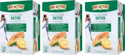 Produktbild von Detox Tee 60 Beutel - Kräutertee Komplex Zitrone Papaya Geschmack - Big-Active