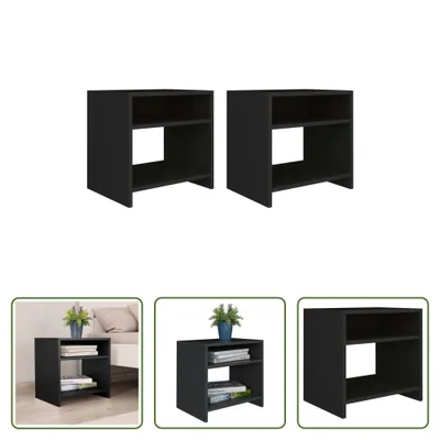 Produktbild von The Living Store Nachttische 2 Stk. Schwarz 40x30x40 cm Holzwerkstoff