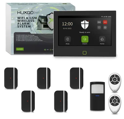 Produktbild von HUXGO HXA700 Black Edition WLAN GSM 4G Alarmanlage 5 Tür Sensoren Tuya Smart App