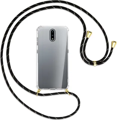 Produktbild von Handykette Backcover-Schutzhülle mit Band (Metall goldfarben) für Nokia 2.3 - schwarz/gold