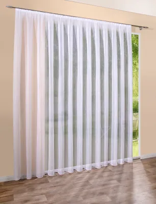 Produktbild von Gardinen Stores 300x120 Streifen Vorhang Kräuselband mit Bleiband Voile transparent
