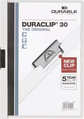 Obrázek produktu pro Durable 2227 02 DURACLIP klipový pořadač A4 pro 30 listů bílý