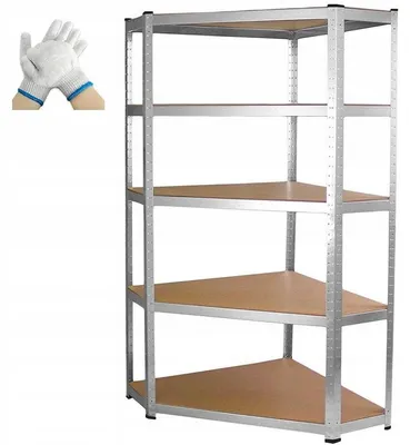 Obrázek produktu pro Ekspand | Kovový rohový regál 180x90x30 cm - Stříbrný - 5 polic - Vysoká stabilita - Max. 875 kg