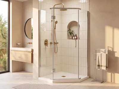 Produktbild von Duschtrennwand Seitenwand Eckdusche ARDIA mit Duschwanne - 90x90x185 cm