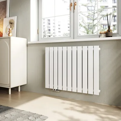 Produktbild von EMKE Design Paneelheizkörper Horizontal 630x850mm 603W Flachheizkörper Weiß Heizkörper Einlagig SPCC-Stahl Seitenanschluss ohne Heizstab