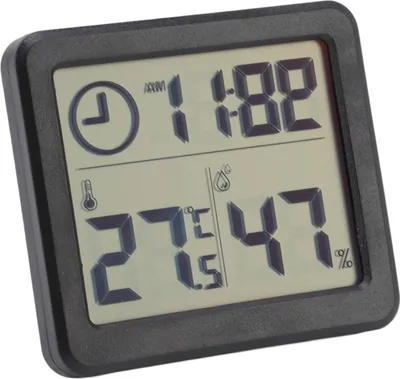 Obrázek produktu pro Digitální teploměr Vlhkoměr Vysoká přesnost Čtyři stomatální monitorování teploty Vlhkostní tester s 3,2palcovou obrazovkou černá