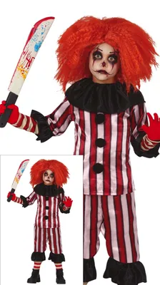 Produktbild von Clown Gruselspaß Halloween Kostüm Kinder Fantasie Party, Größe: 110/116 Farbe: Schwarz
