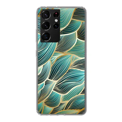 Produktbild von MuchoWow® Handyhülle Schutzhülle Hülle für Samsung Galaxy S21 Ultra Muster - Gold - Abstrakt - Welle Silikon Softcase Handy Hülle - Mobiltelefon