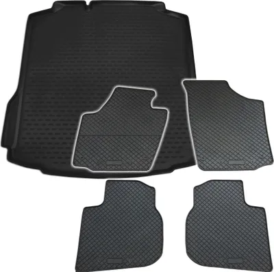 Produktbild von Gummi Kofferraumwanne + Fußmatten Set für Skoda Rapid, Bj. 2017-