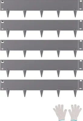 Immagine prodotto di set di 5 bordature per prato - bordatura per letto in metallo 990x207x1,5 mm grigio - bordatura per giardino bordatura per prato