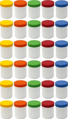 Produktbild von 30 Salbendöschen 60ml hoch mit farbigen Deckeln - hergestellt in Deutschland