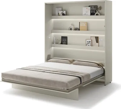 Produktbild von MEBLINI Schrankbett Bed Concept - Wandbett mit Lattenrost - Klappbett mit Schrank - Wandklappbett - Murphy Bed - Bettschrank - BC-13 - 180x200cm Vertikal - Kaschmir