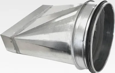Produktbild von Übergangsstück für Flachkanal auf Wickelfalzrohr B: 100 140 180 220 300 mm DN 80 100 125 150 160 200 mm (B: 220 / DN 150)