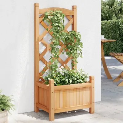 Produktbild von Design Pflanzkübel mit Spalier Braun Massivholz Tanne, Gabionen 2024