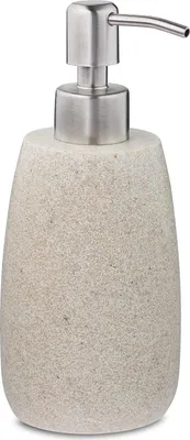 Produktbild von Seifenspender - 300 ml - rund - nachfüllbar - Polyresin - Edelstahl - Sand