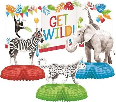 Produktbild von Creative Converting Party Animals Thema Partydekoration Set, 4-teilig