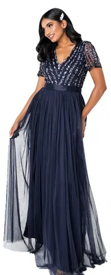 Produktbild von Maya Deluxe Maxi Dress for Women Ladies Braidesmaid V-neck Plus Size Ball Gown S