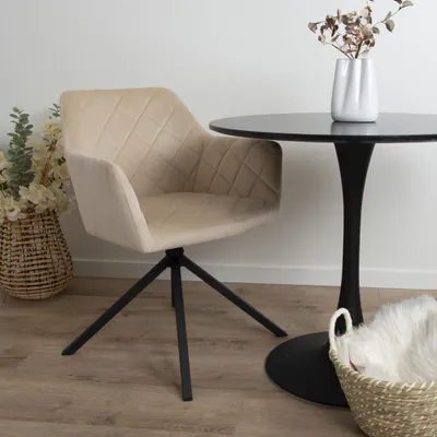 Obrázok produktu pre Milton & Oldbrook zamatová otočná jedálenská stolička Malmo Beige