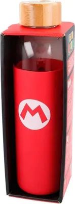 Produktbild von Super Mario Bros. Glasflasche mit Silikonhülle, 585 ml Fassungsvermögen
