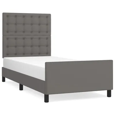 Produktbild von vidaXL Bettgestell mit Kopfteil Grau 90x200 cm Kunstleder