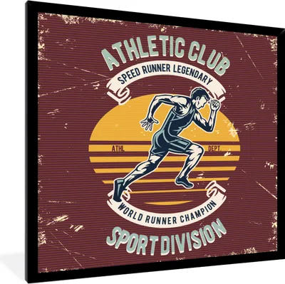 Produktbild von MuchoWow® MuchoWow® Gerahmtes Poster Leichtathletik - Sport - Jahrgang 40x40 cm - Poster mit zchwarzem Bilderrahmen - Mit Rahmen - Wanddekoration Schlafzimmer